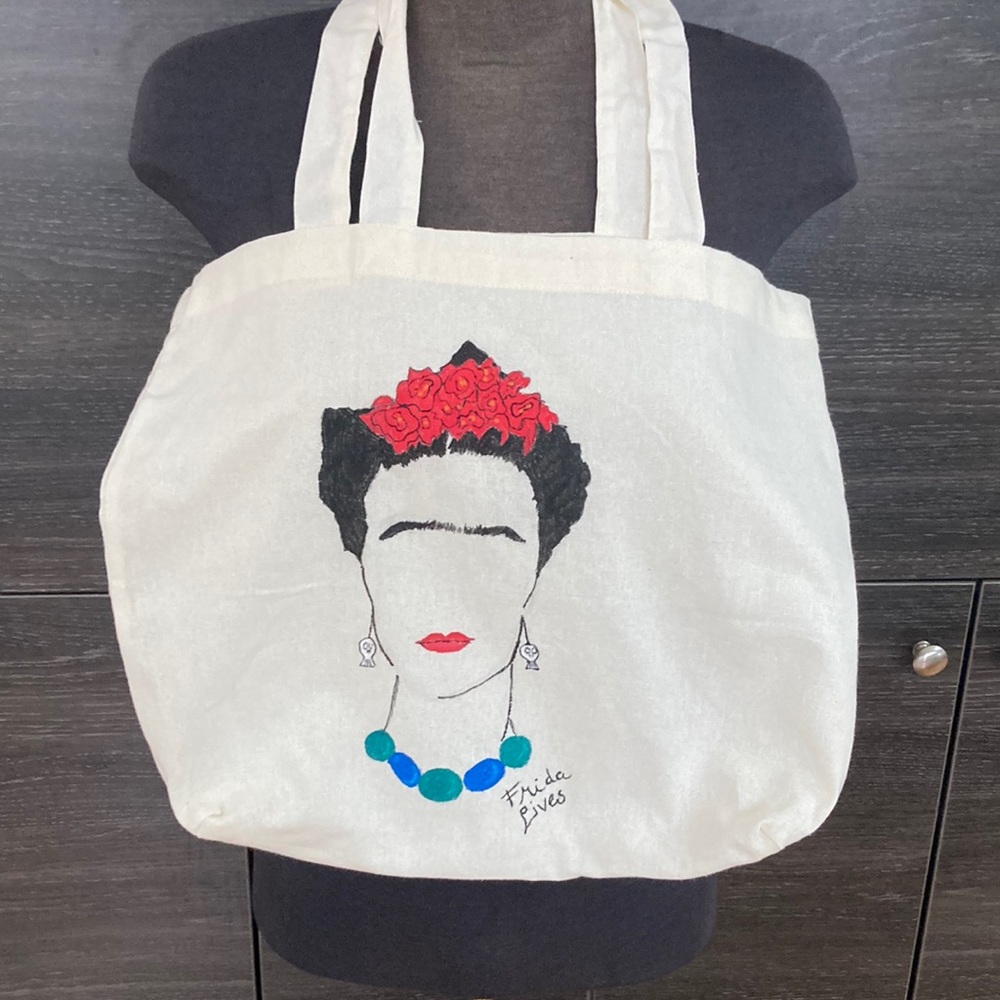 Hand Frida Live Courage Pink Canvas Shopper/Bag or Potato/Onion Storage Bag